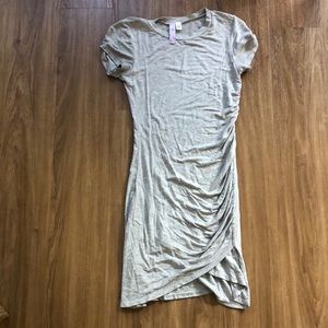 Grey knit ruched tshirt dress
